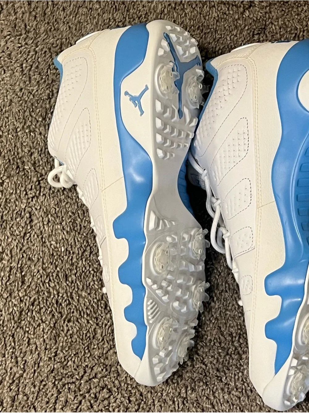 AJ 9 University blue Jordan Men's golf shoes White and Light Blue
